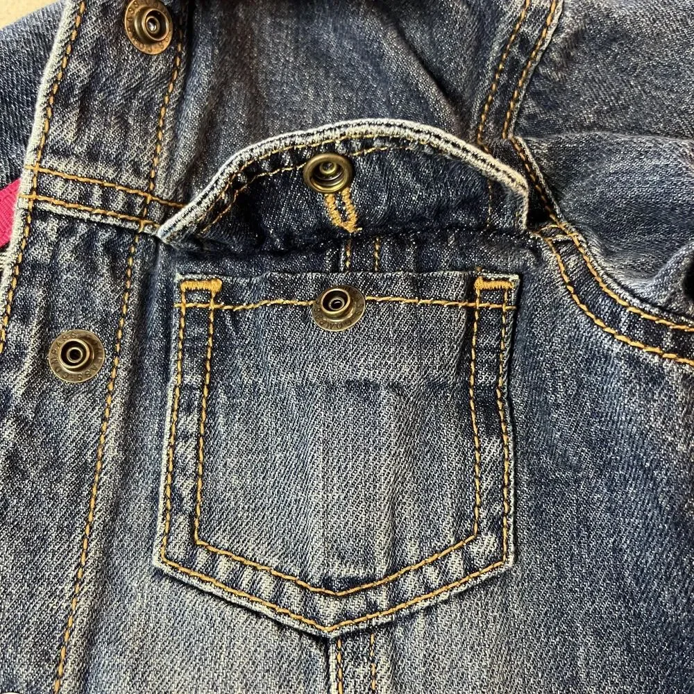 Carters Jean Jacket Girls 4 Blue Denim Snap Front Pockets Casual Outerwear